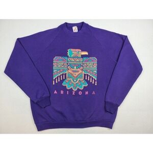 Vintage Arizona Southwest‎ Phoenix Tribal Bird Embossed Sweatshirt Sz XL 90s USA